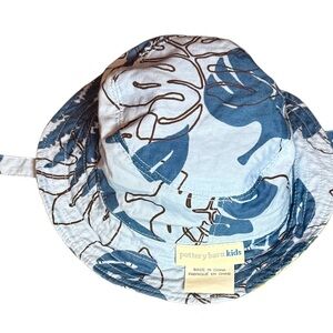 Pottery Barn Kids Reversible Bucket Hat hook & loop strap size 6-12 mo 2 for $30